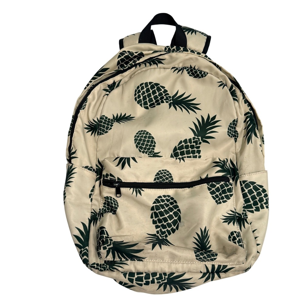 Unbranded Pineapple Backpack Laptop Sleeve Tan Green Canvas